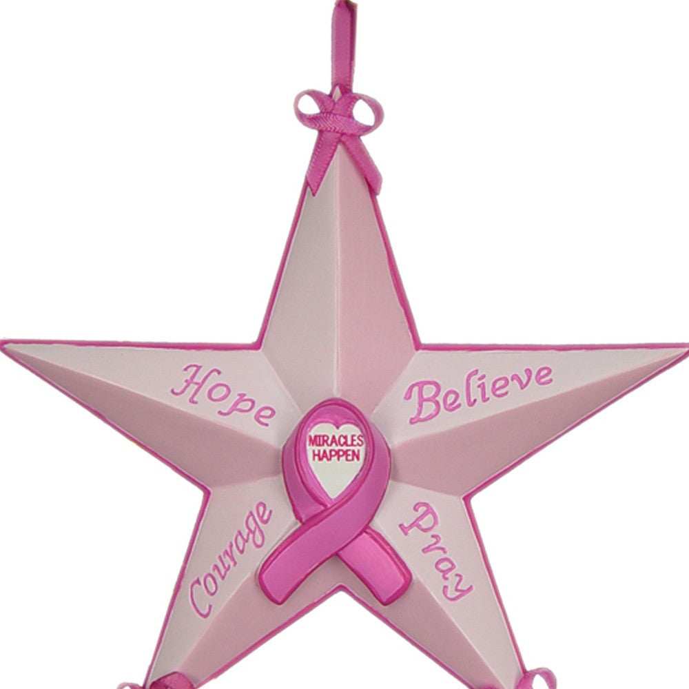 Set of Six Star Shaped Breast Cancer Awareness Christmas Ornaments - Homeroots - Flyclothing LLC