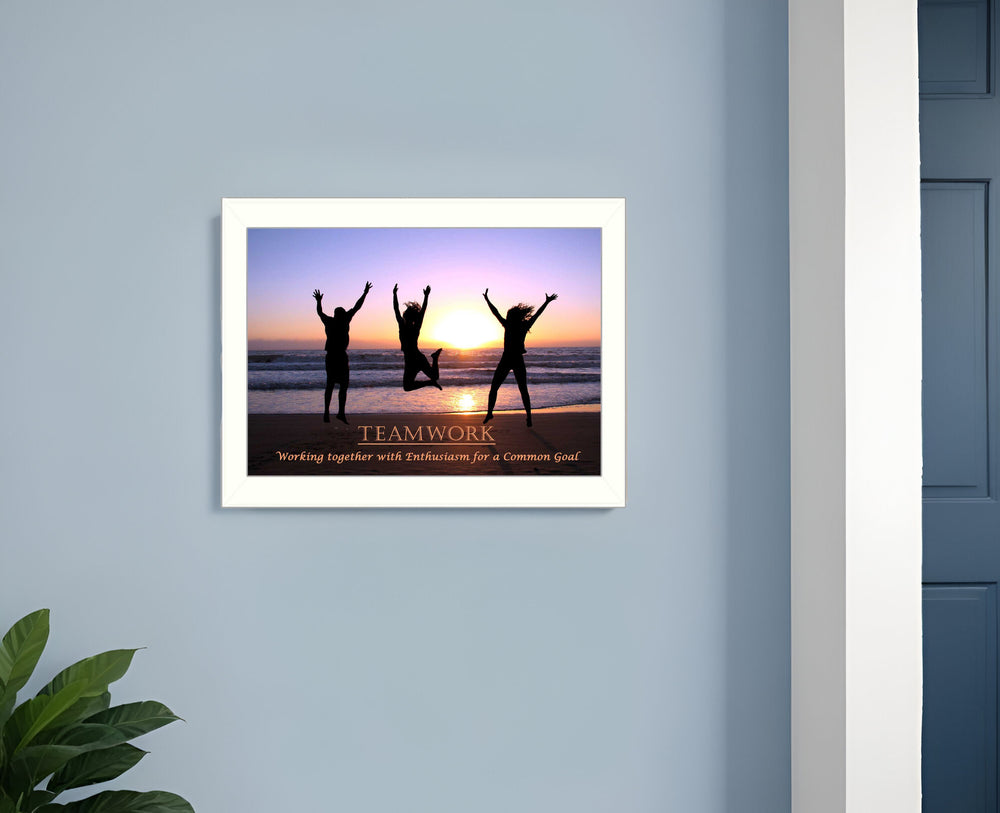Teamwork White Framed Print Wall Art