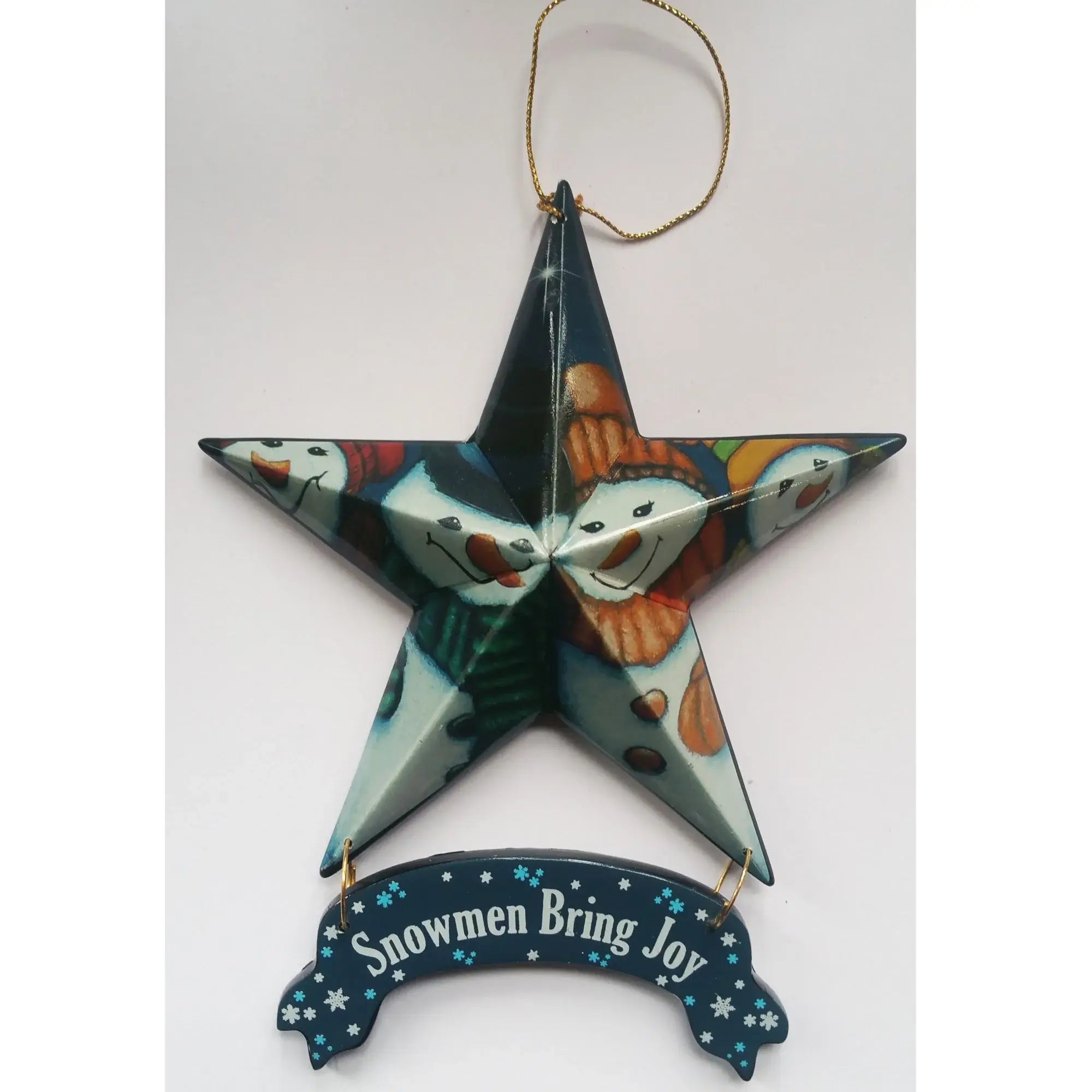 Set of Six Star Shaped Snowmen Joy Christmas Ornaments - Homeroots - Flyclothing LLC