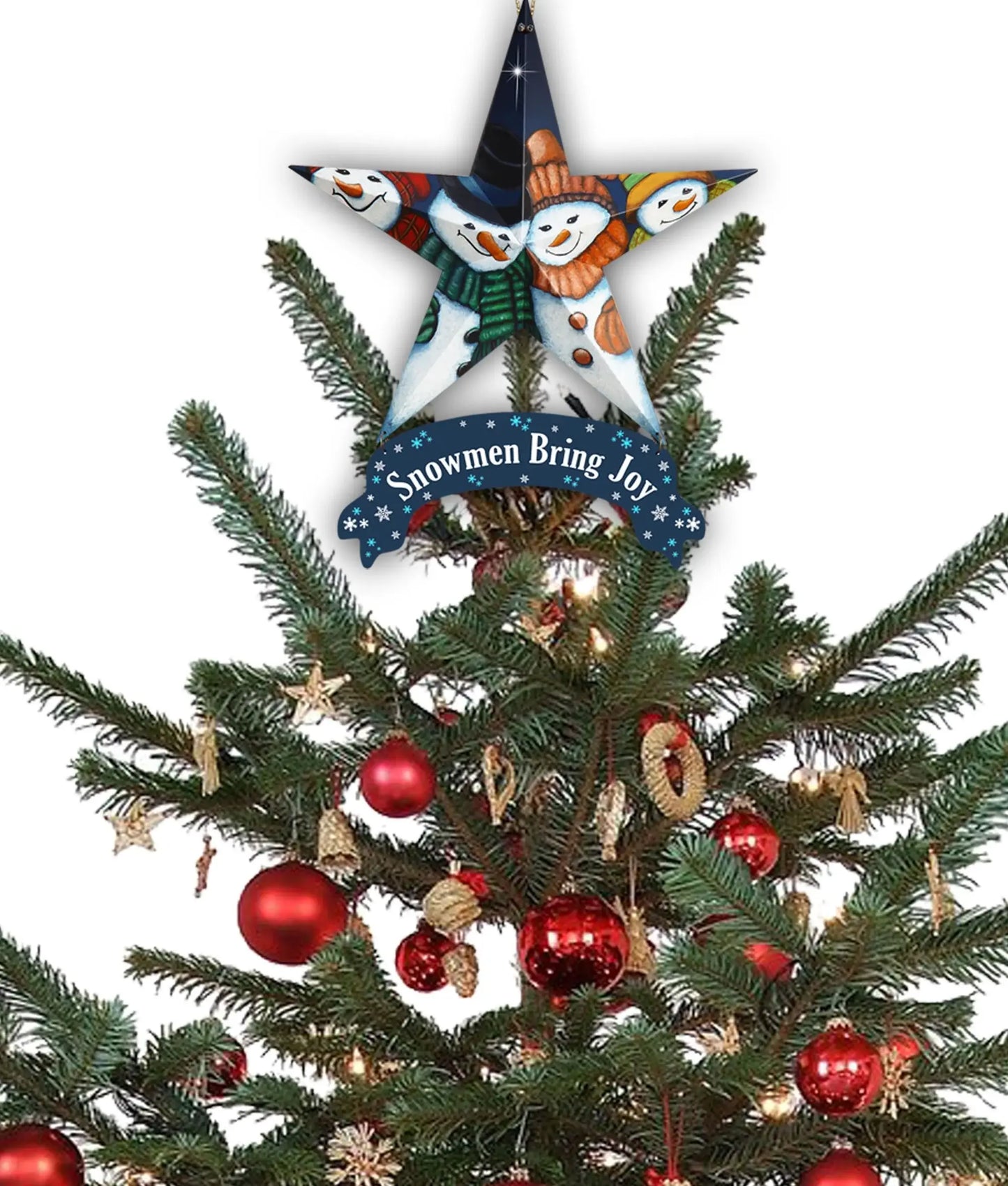 Set of Six Star Shaped Snowmen Joy Christmas Ornaments - Homeroots - Flyclothing LLC