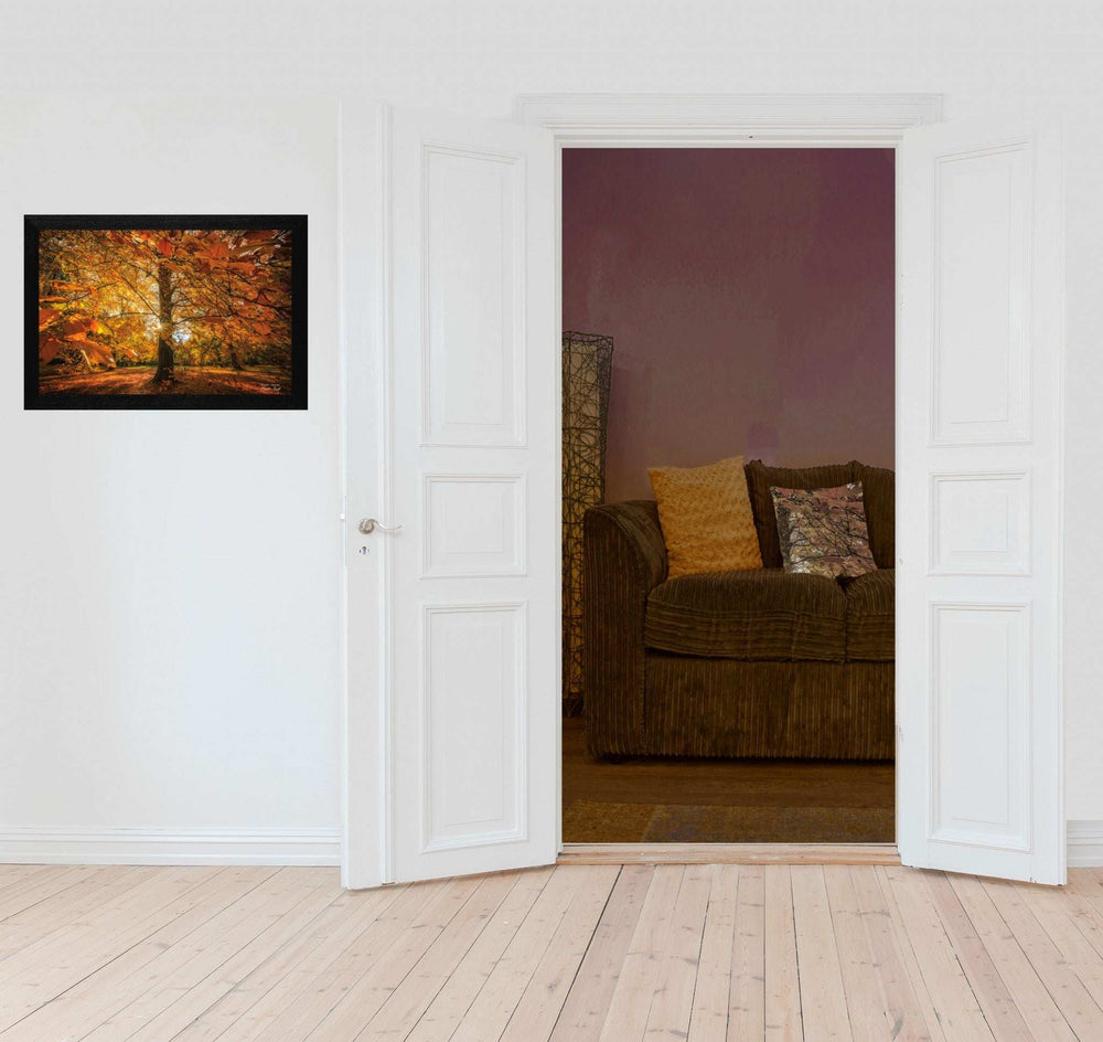 Autumn Leaves 4 Black Framed Print Wall Art - Homeroots - Flyclothing LLC