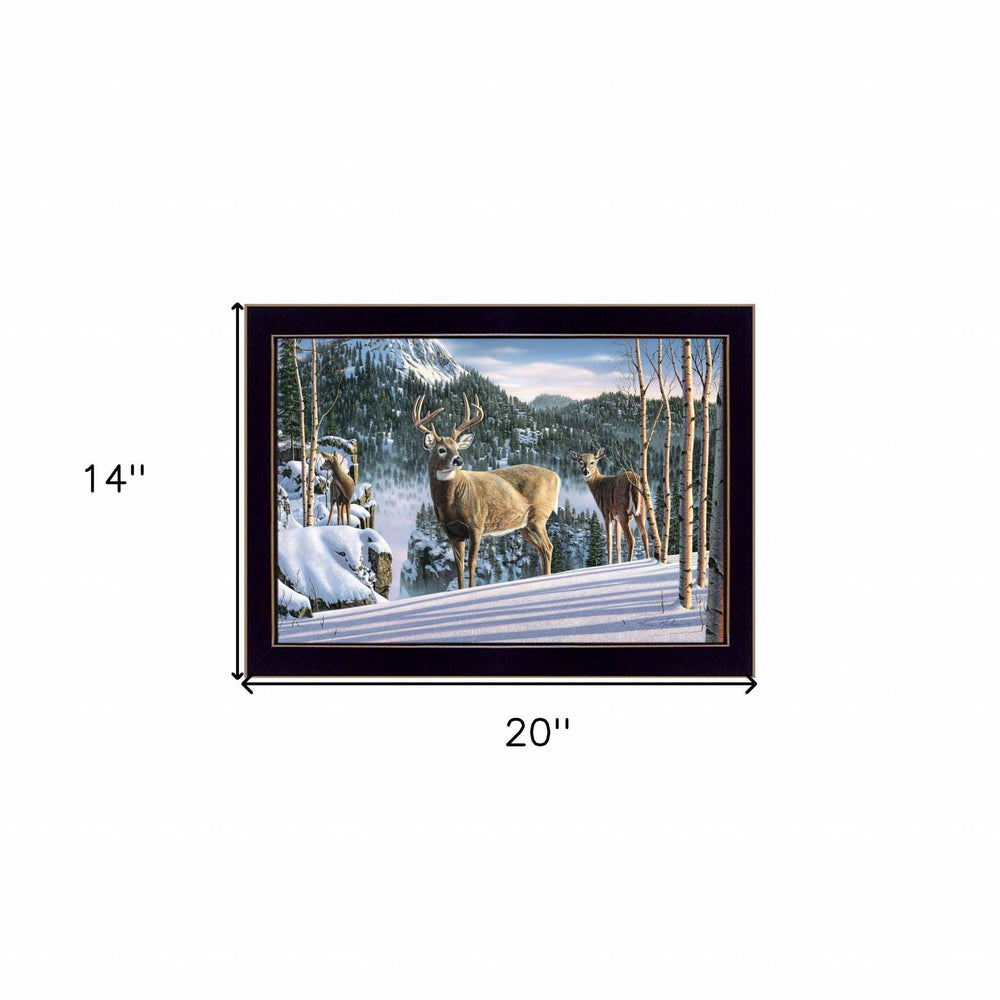 Morning View Deer 1 Black Framed Print Wall Art - Homeroots - Flyclothing LLC
