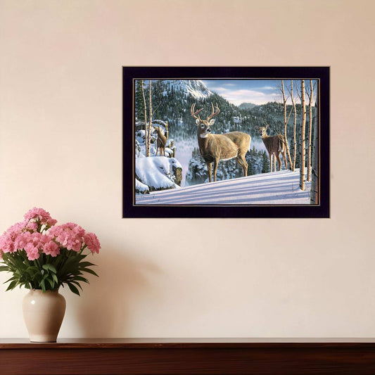 Morning View Deer 1 Black Framed Print Wall Art - Homeroots - Flyclothing LLC