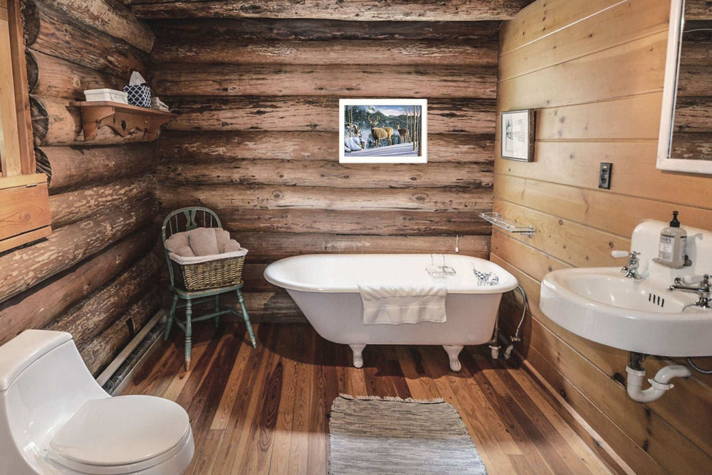 Morning View Deer 2 White Framed Print Wall Art - Homeroots - Flyclothing LLC