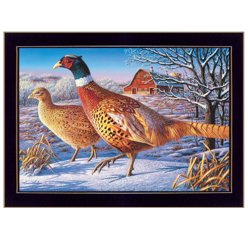 Frosty Morning Ringnecks 1 Black Framed Print Wall Art - Homeroots - Flyclothing LLC