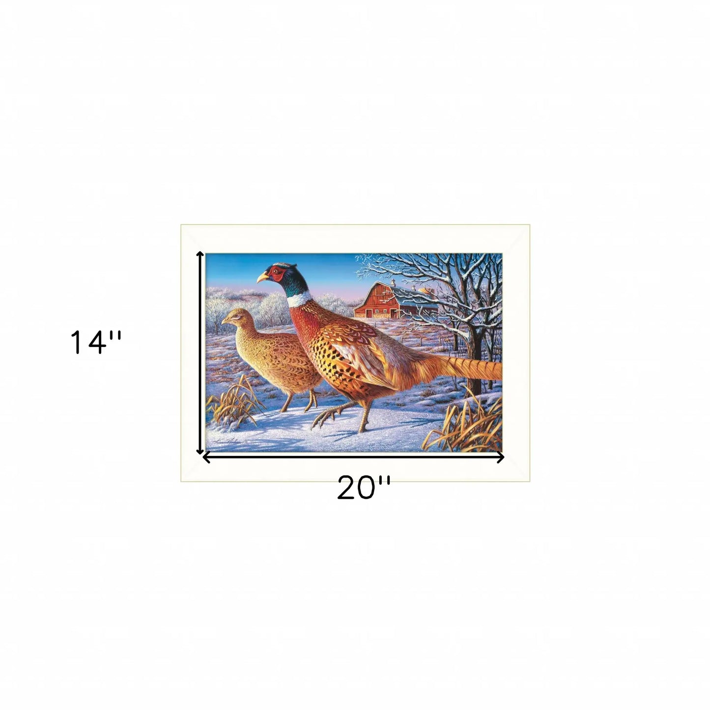 Frosty Morning Ringnecks 2 White Framed Print Wall Art - Homeroots - Flyclothing LLC