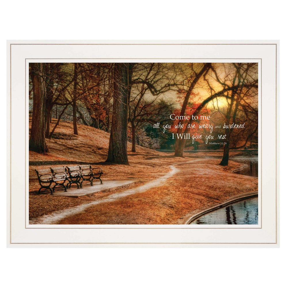 I Will Give You Rest 1 White Framed Print Wall Art - Homeroots - Flyclothing LLC