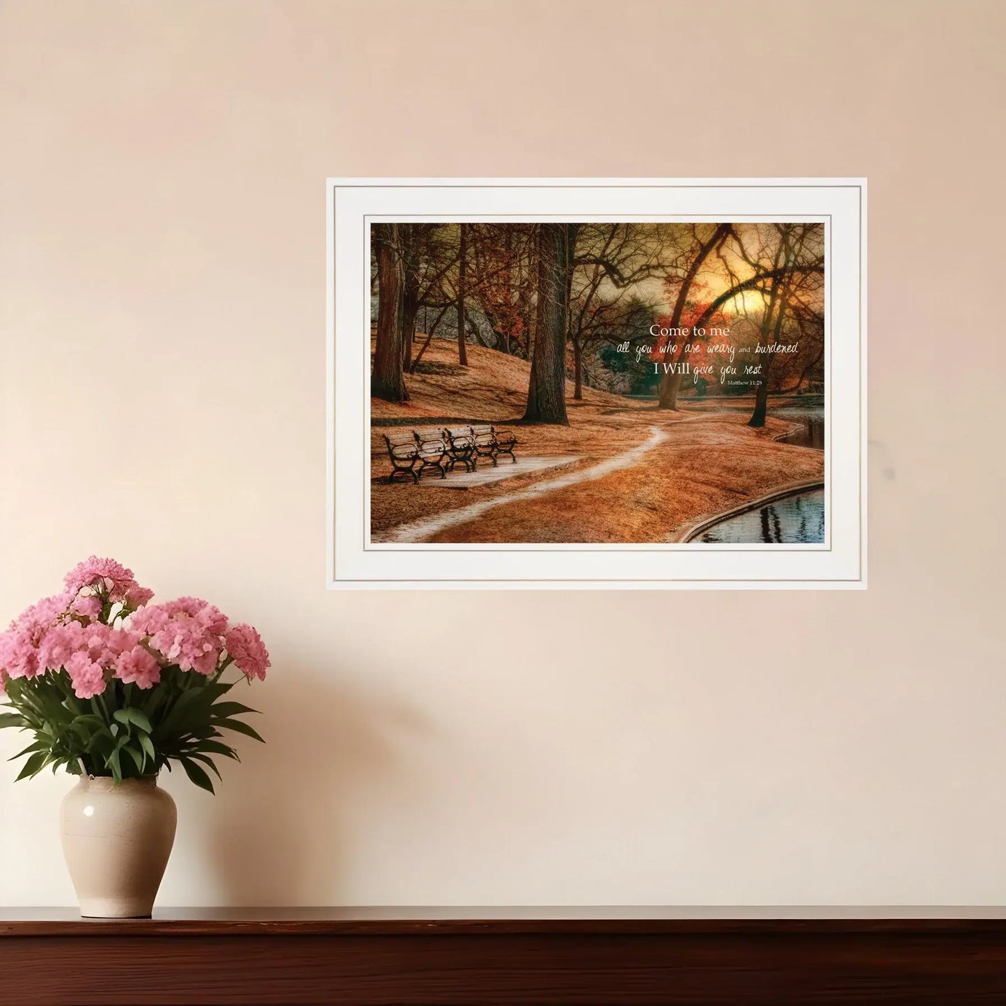 I Will Give You Rest 1 White Framed Print Wall Art - Homeroots - Flyclothing LLC