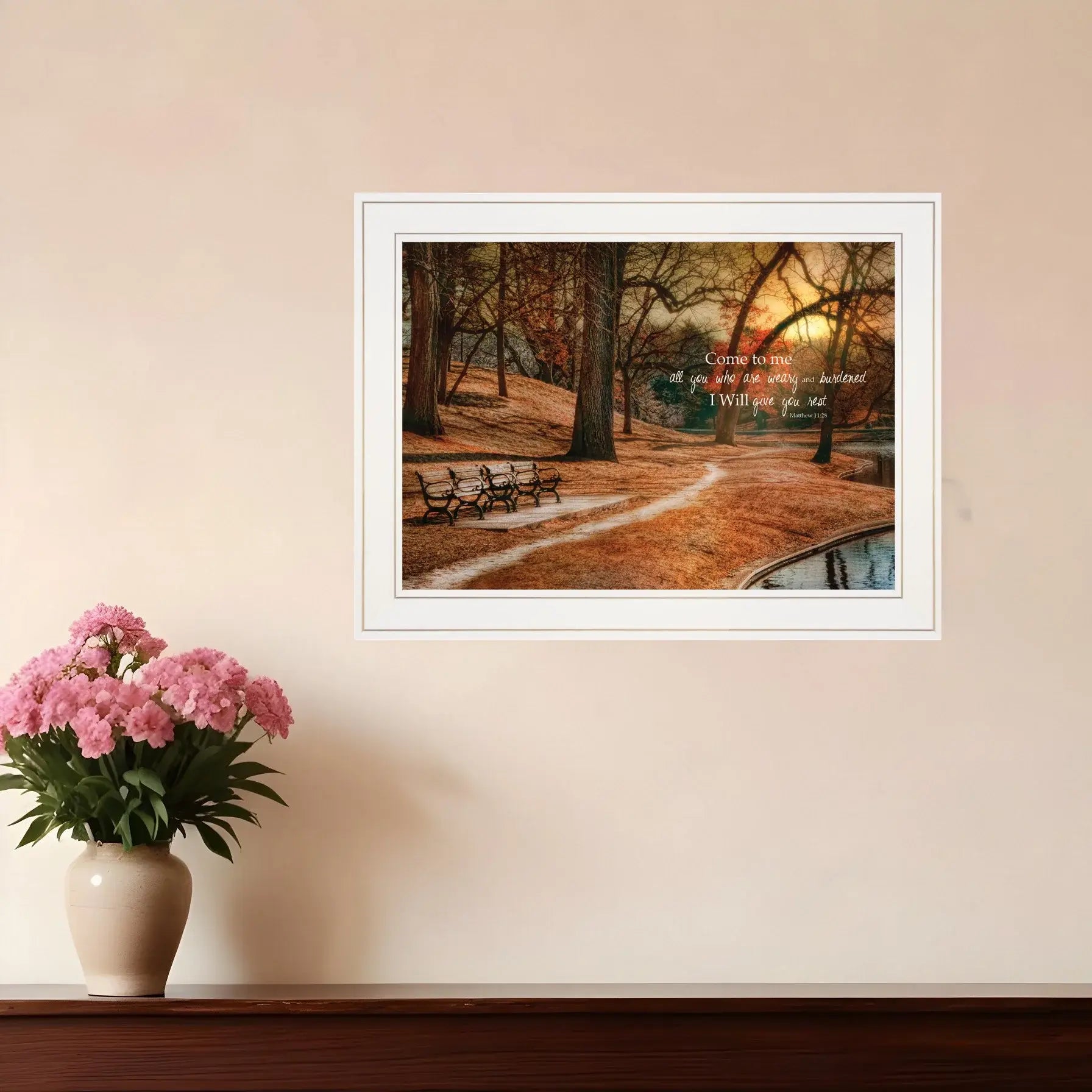 I Will Give You Rest 1 White Framed Print Wall Art - Homeroots - Flyclothing LLC