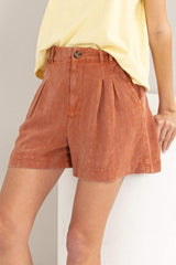 HYFVE High Waist Pleated Linen Shorts - Trendsi - Flyclothing LLC
