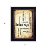 Mother Says 1 Black Framed Print Wall Art - Homeroots - Flyclothing LLC