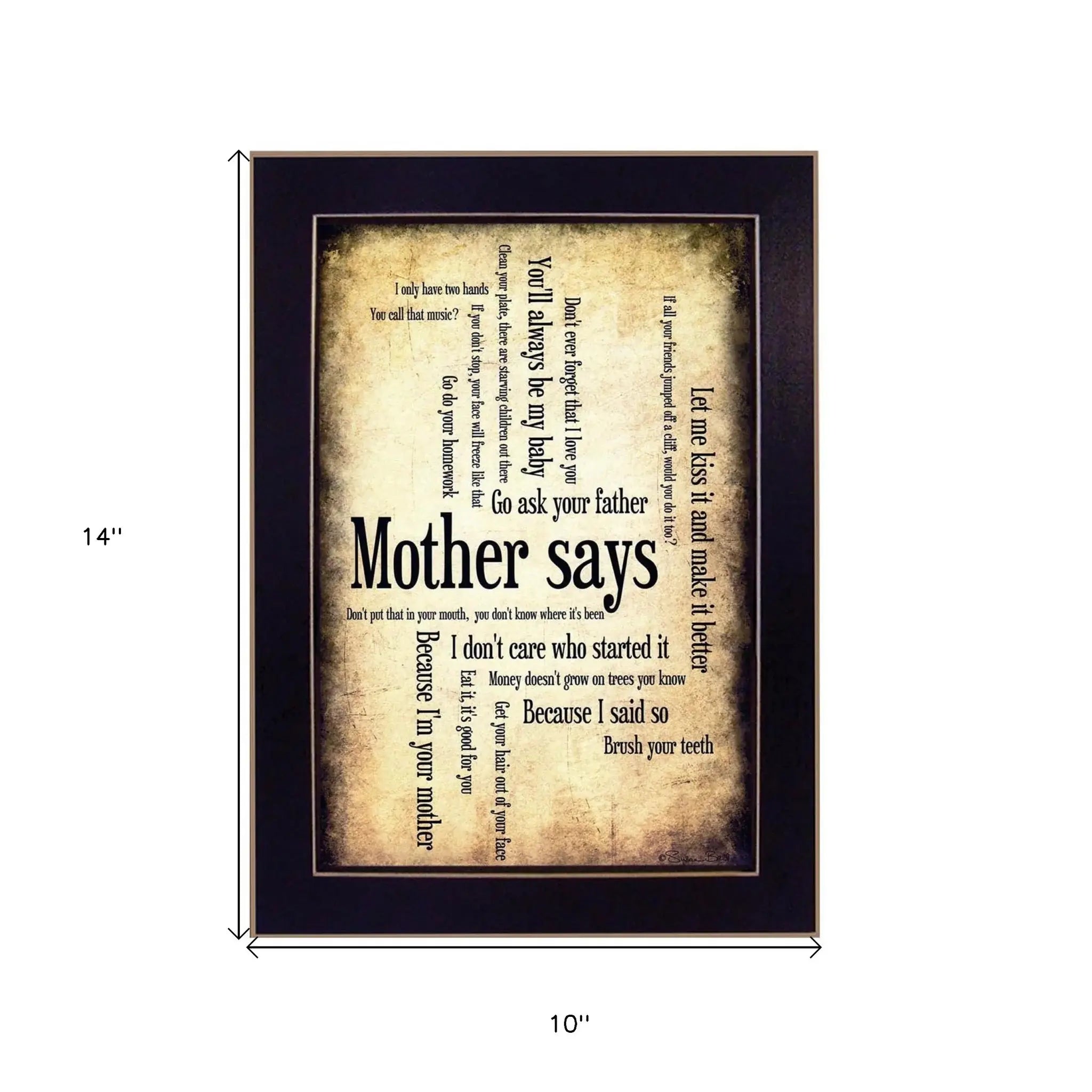 Mother Says 1 Black Framed Print Wall Art - Homeroots - Flyclothing LLC