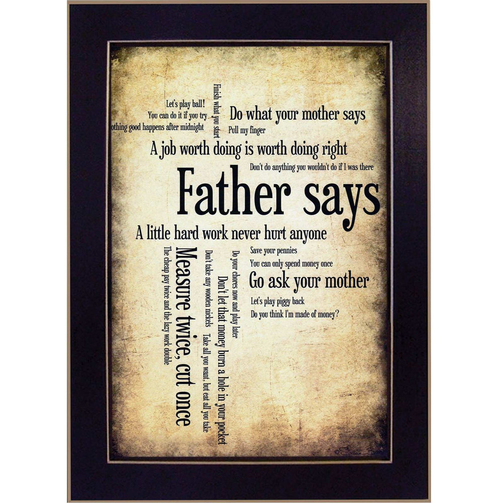 Father Says 1 Black Framed Print Wall Art - Homeroots - Flyclothing LLC