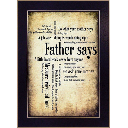 Father Says 1 Black Framed Print Wall Art - Homeroots - Flyclothing LLC