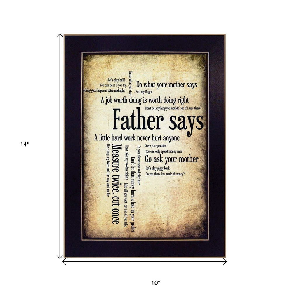 Father Says 1 Black Framed Print Wall Art - Homeroots - Flyclothing LLC