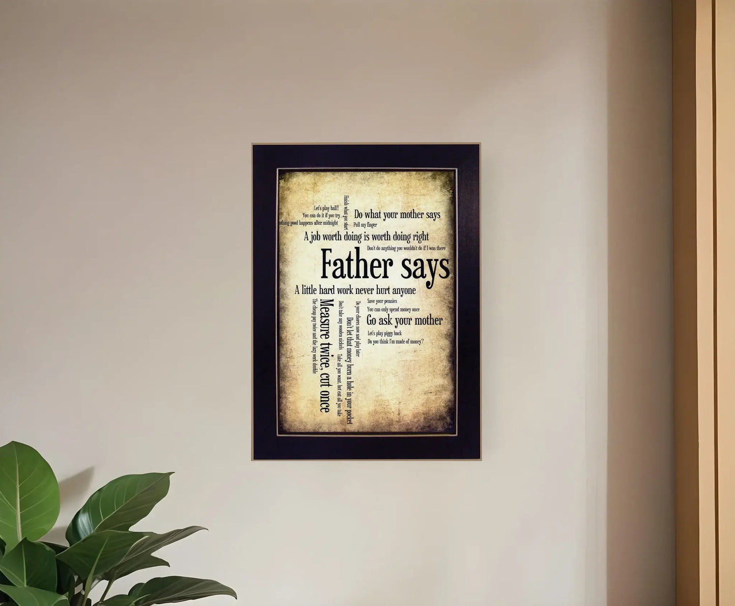 Father Says 1 Black Framed Print Wall Art - Homeroots - Flyclothing LLC