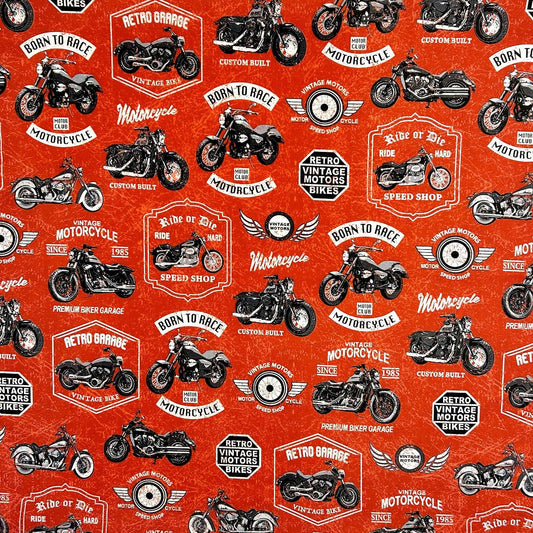 Rockmount Ranch Ware Vintage Motorcycles Ride or Die Western Cotton Bandana in Red - Rockmount Clothing - Flyclothing LLC