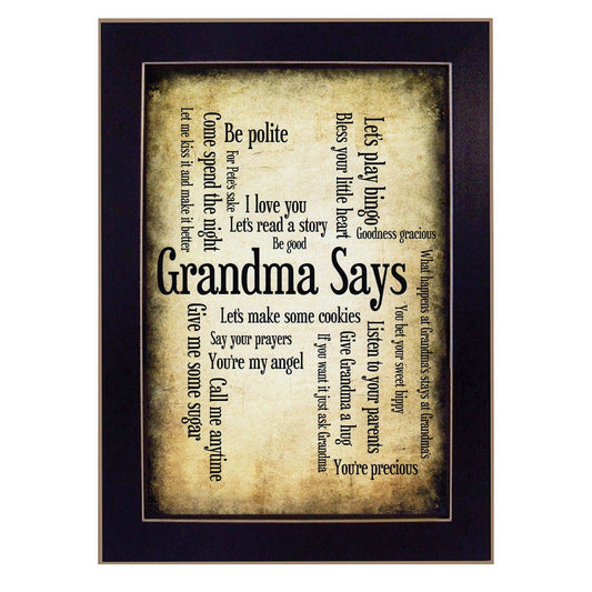 Grandma Says 1 Black Framed Print Wall Art - Homeroots - Flyclothing LLC