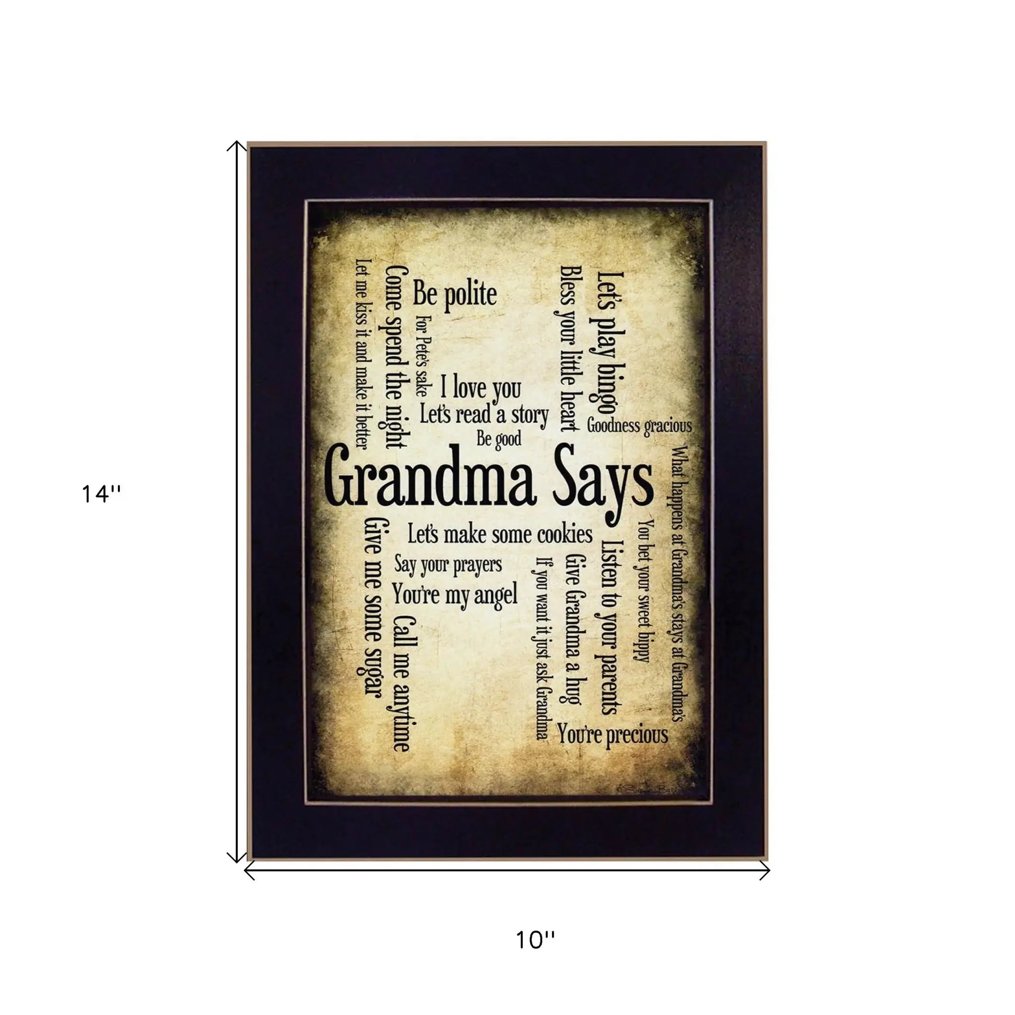 Grandma Says 1 Black Framed Print Wall Art - Homeroots - Flyclothing LLC