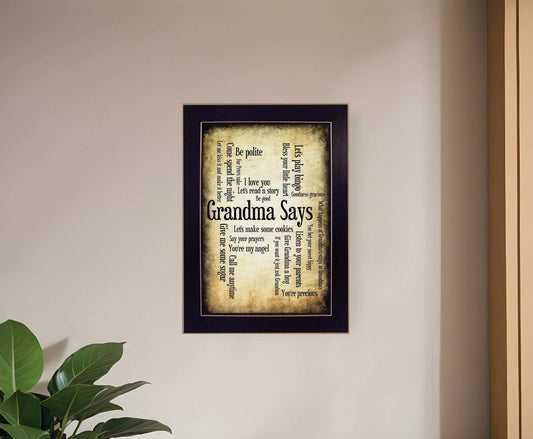 Grandma Says 1 Black Framed Print Wall Art - Homeroots - Flyclothing LLC