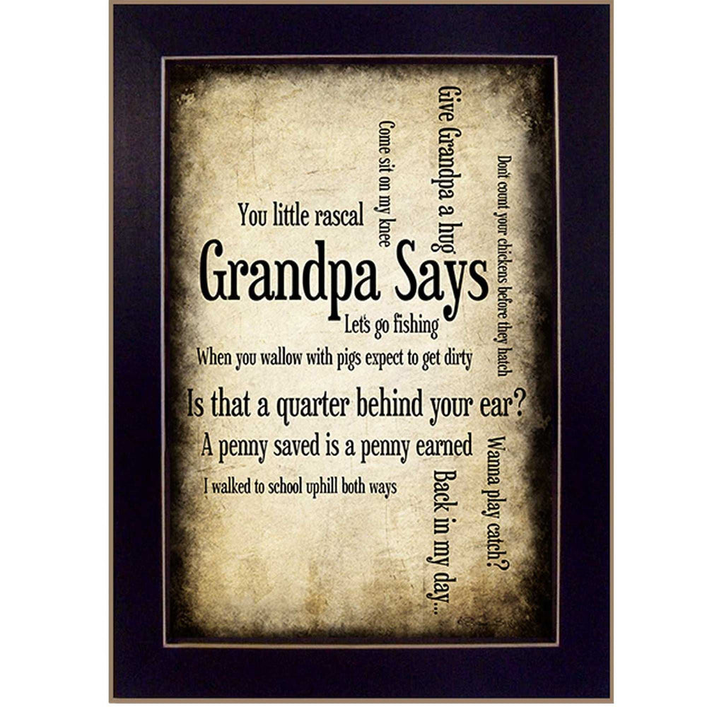 Grandpa Says Black Framed Print Wall Art - Homeroots - Flyclothing LLC