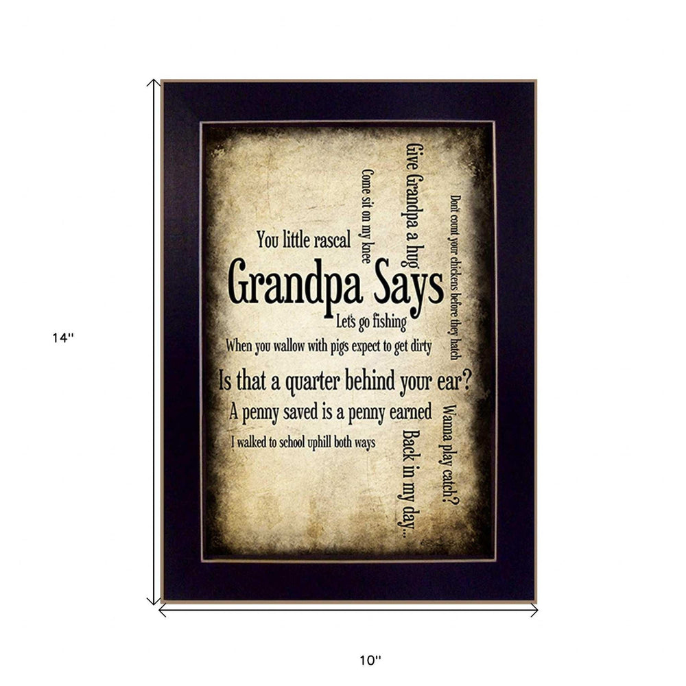 Grandpa Says Black Framed Print Wall Art - Homeroots - Flyclothing LLC