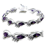 415701 - Rhodium Brass Bracelet with AAA Grade CZ  in Amethyst - Alamode