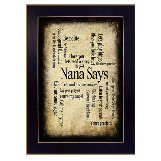 Nana Says Black Framed Print Wall Art - Homeroots - Flyclothing LLC