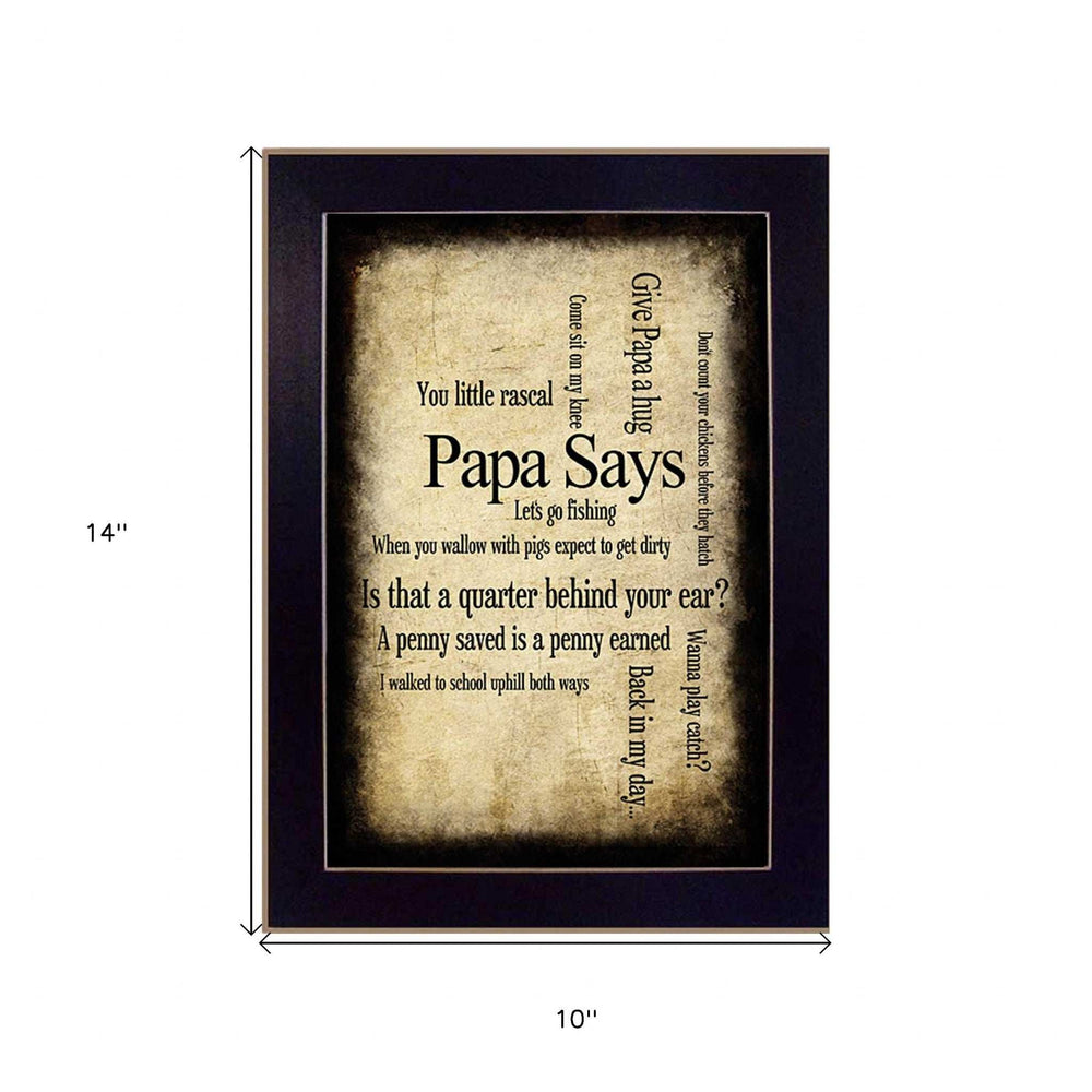Papa Says Black Framed Print Wall Art - Homeroots - Flyclothing LLC