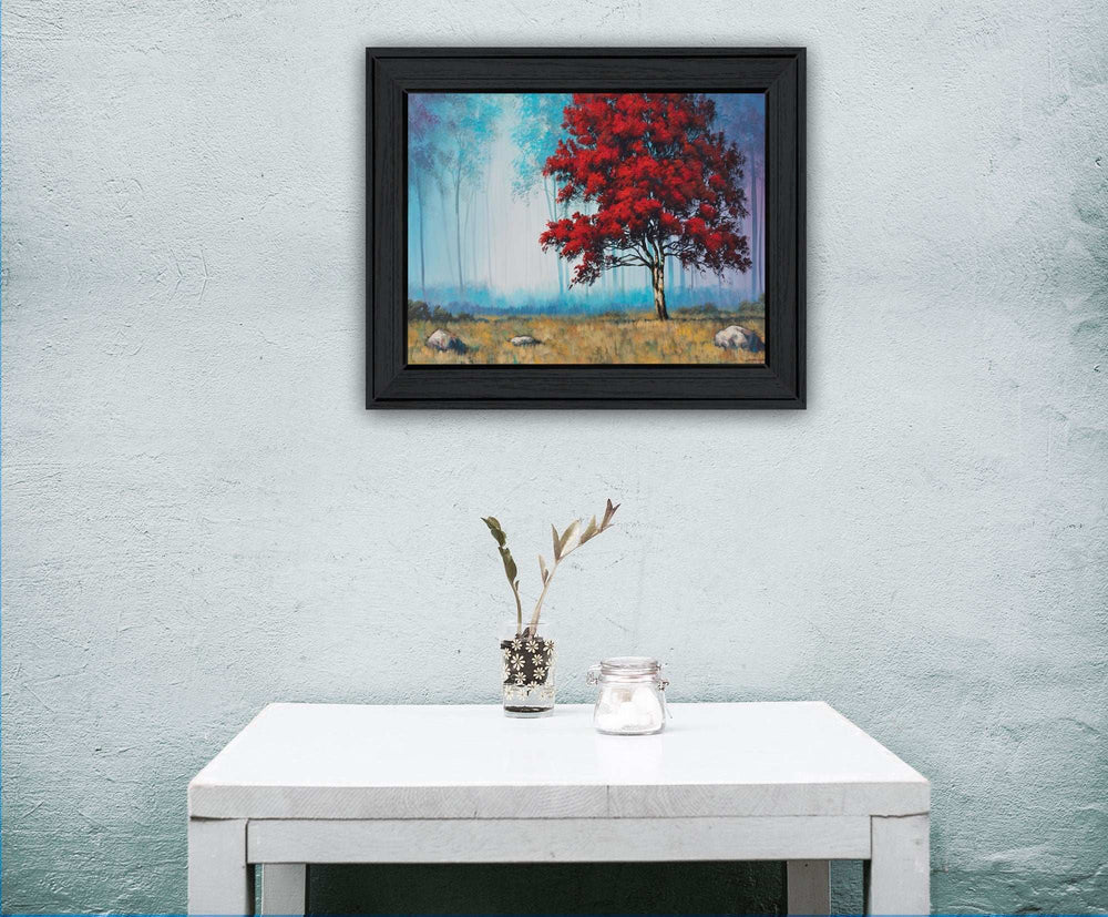 Red Tree 2 Black Framed Print Wall Art - Homeroots - Flyclothing LLC