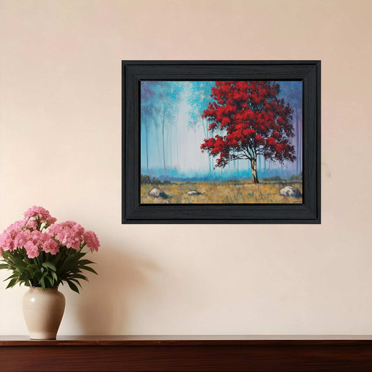 Red Tree 2 Black Framed Print Wall Art - Homeroots - Flyclothing LLC
