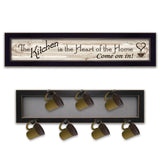 Set Of Two Heart Of The Home Black Framed Kitchen Wall Art With Seven Peg Mug Rack - Homeroots - Flyclothing LLC