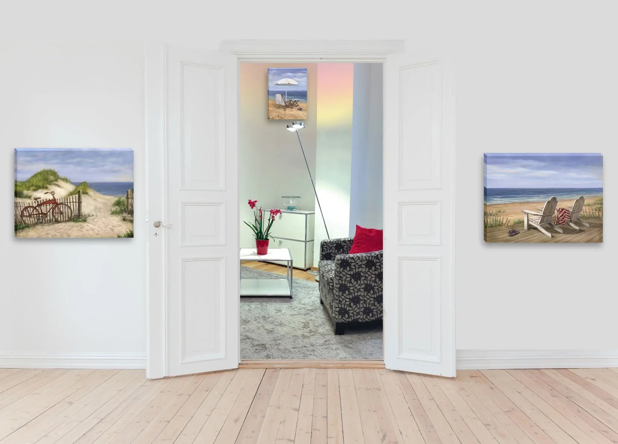 Set Of Three Sand Beach Designs Wrapped Canvas Print Wall Art - Homeroots - Flyclothing LLC