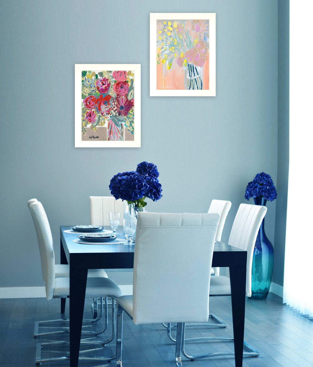Set Of Two Pastel Bouquets Maybe Shes a Wildflower White Framed Print Wall Art - Homeroots - Flyclothing LLC