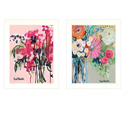 Set Of Two Garden Flowers White Framed Print Wall Art - Homeroots - Flyclothing LLC