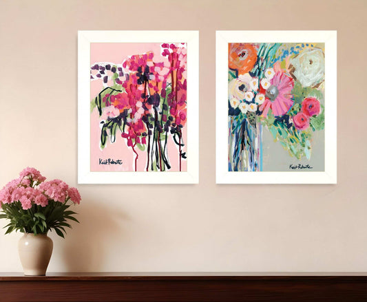 Set Of Two Garden Flowers White Framed Print Wall Art - Homeroots - Flyclothing LLC