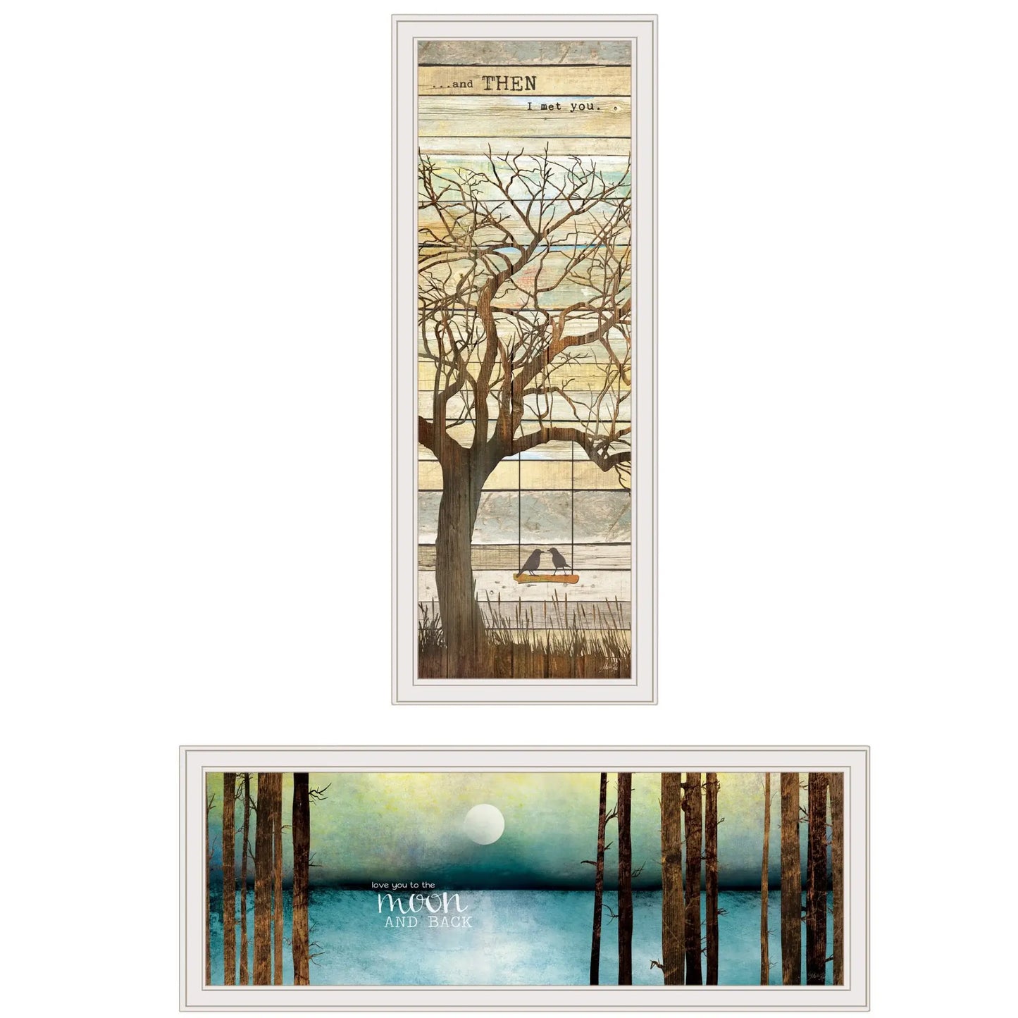 Set Of Two I met You or Living your Dreams 2 White Framed Print Wall Art - Homeroots - Flyclothing LLC