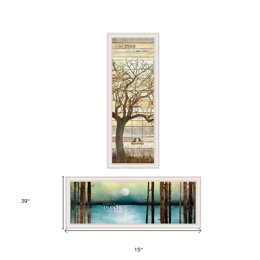 Set Of Two I met You or Living your Dreams 2 White Framed Print Wall Art - Homeroots - Flyclothing LLC