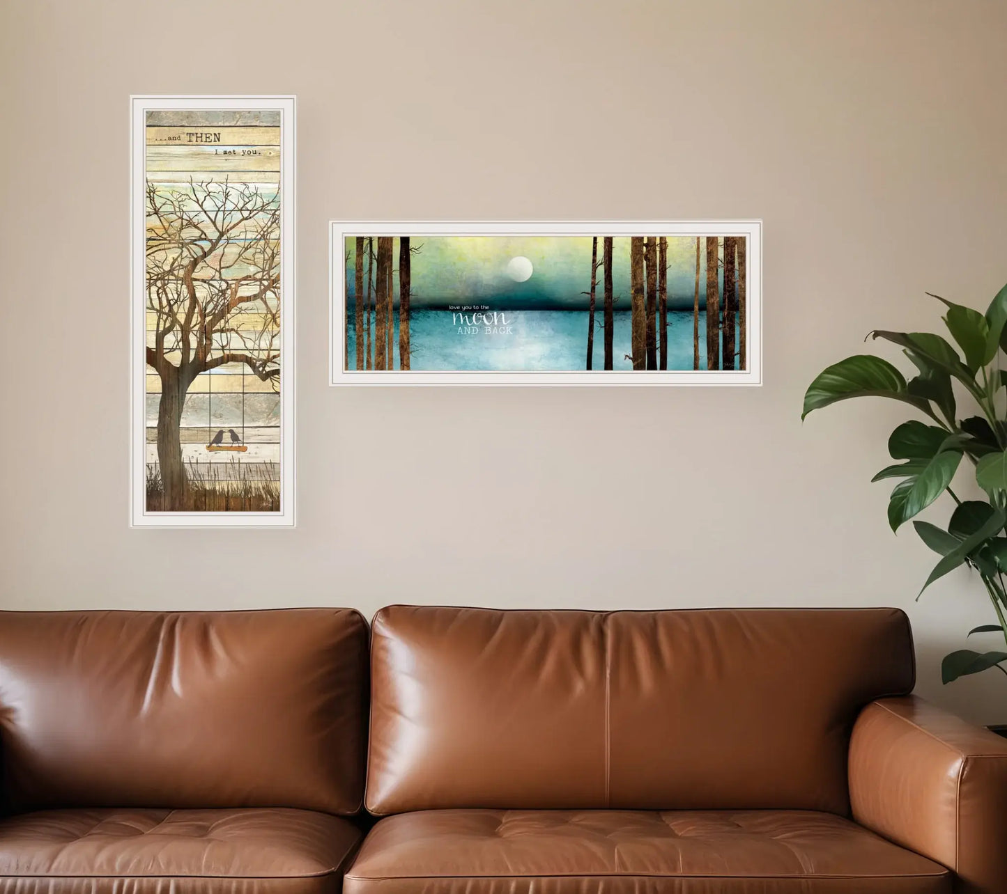 Set Of Two I met You or Living your Dreams 2 White Framed Print Wall Art - Homeroots - Flyclothing LLC