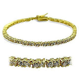 415802 - Gold Brass Bracelet with AAA Grade CZ  in Clear - Alamode