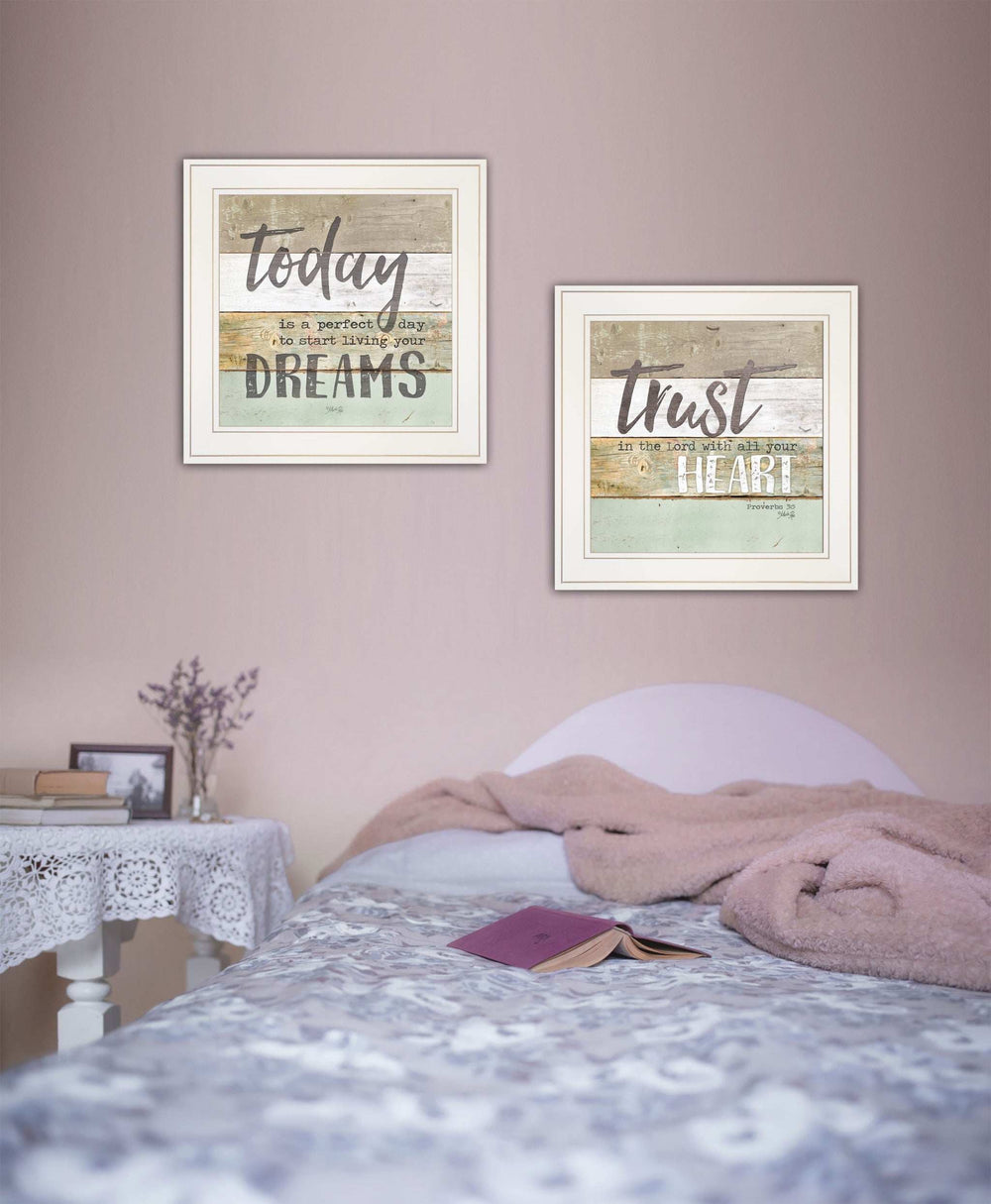 Set Of Two Trusting in the Lord White Framed Print Wall Art - Homeroots - Flyclothing LLC