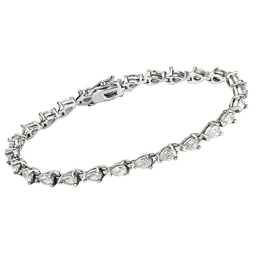 415803 - Rhodium Brass Bracelet with AAA Grade CZ in Clear - Alamode - Flyclothing LLC