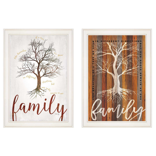 Set Of Two Family Tree or Roots White Framed Print Wall Art - Homeroots - Flyclothing LLC