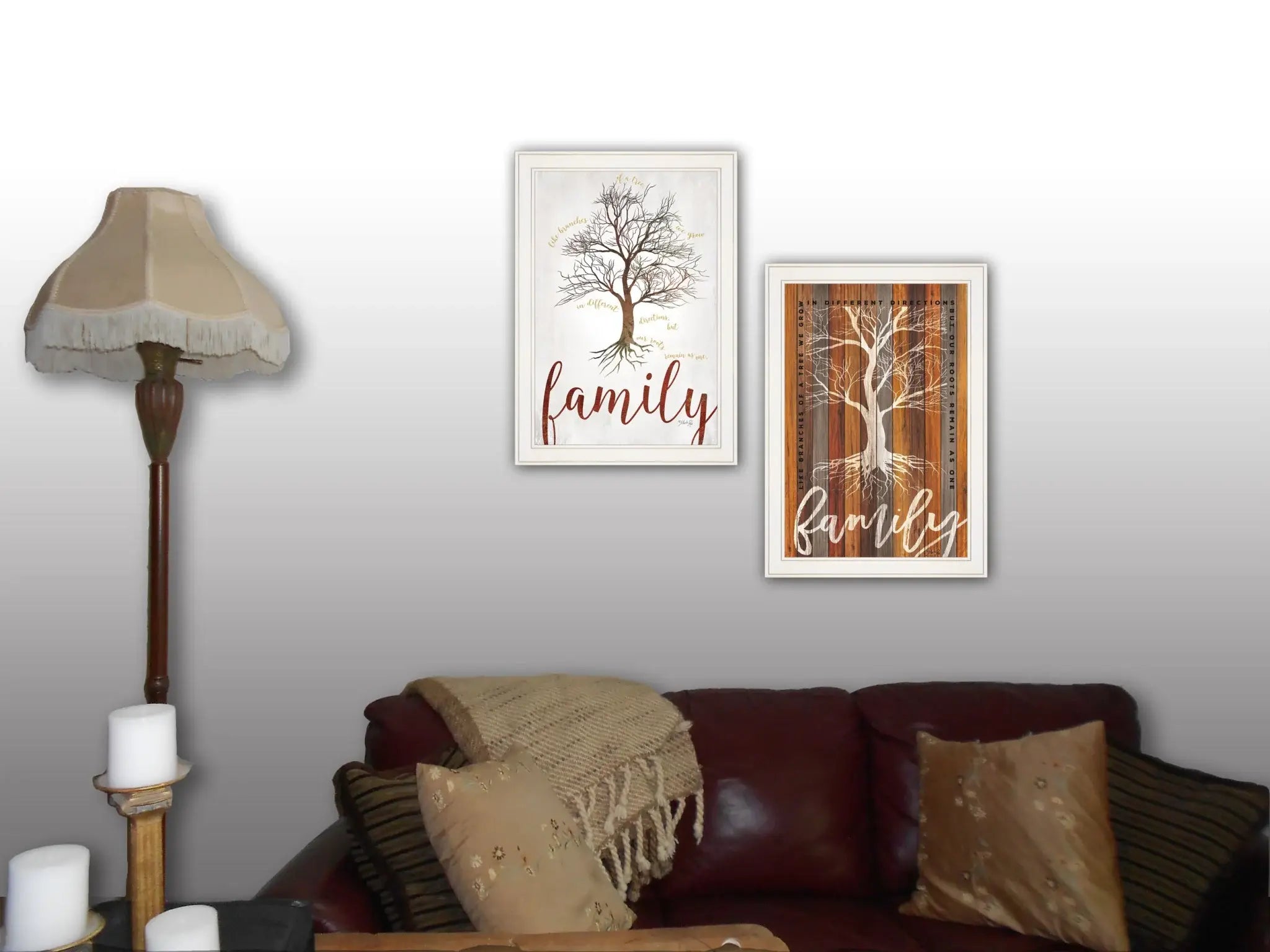 Set Of Two Family Tree or Roots White Framed Print Wall Art - Homeroots - Flyclothing LLC