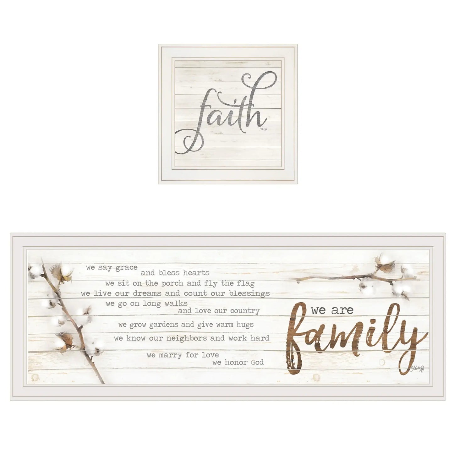 Set Of Two We are Family 2 White Framed Print Wall Art - Homeroots - Flyclothing LLC