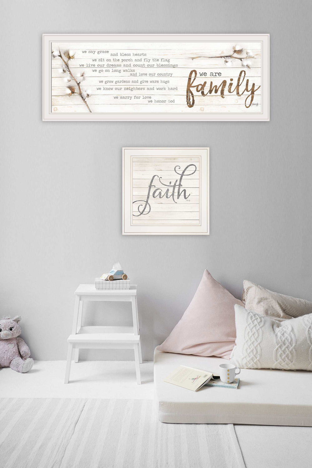 Set Of Two We are Family 2 White Framed Print Wall Art - Homeroots - Flyclothing LLC