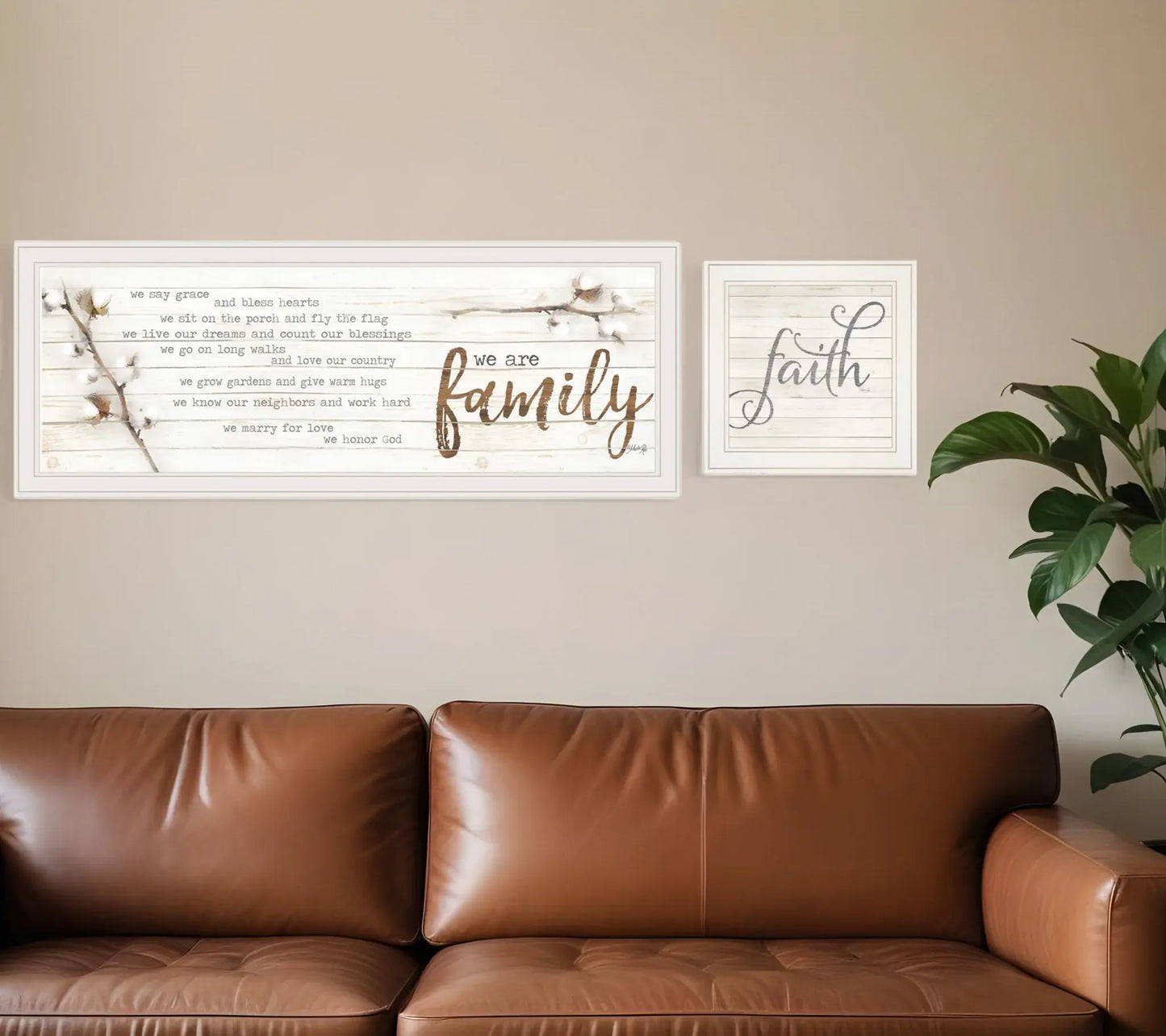 Set Of Two We are Family 2 White Framed Print Wall Art - Homeroots - Flyclothing LLC