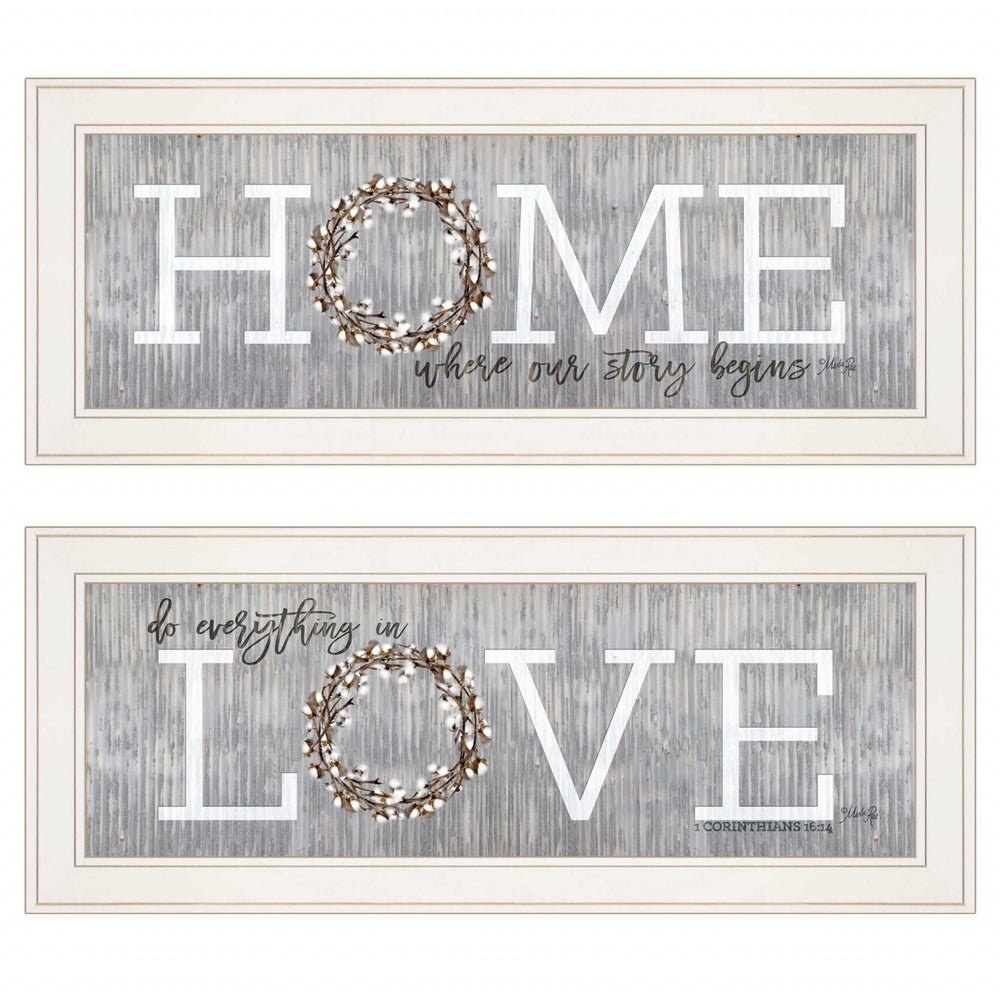 Set Of Two Where Our Story Begins 1 White Framed Print Wall Art - Homeroots - Flyclothing LLC