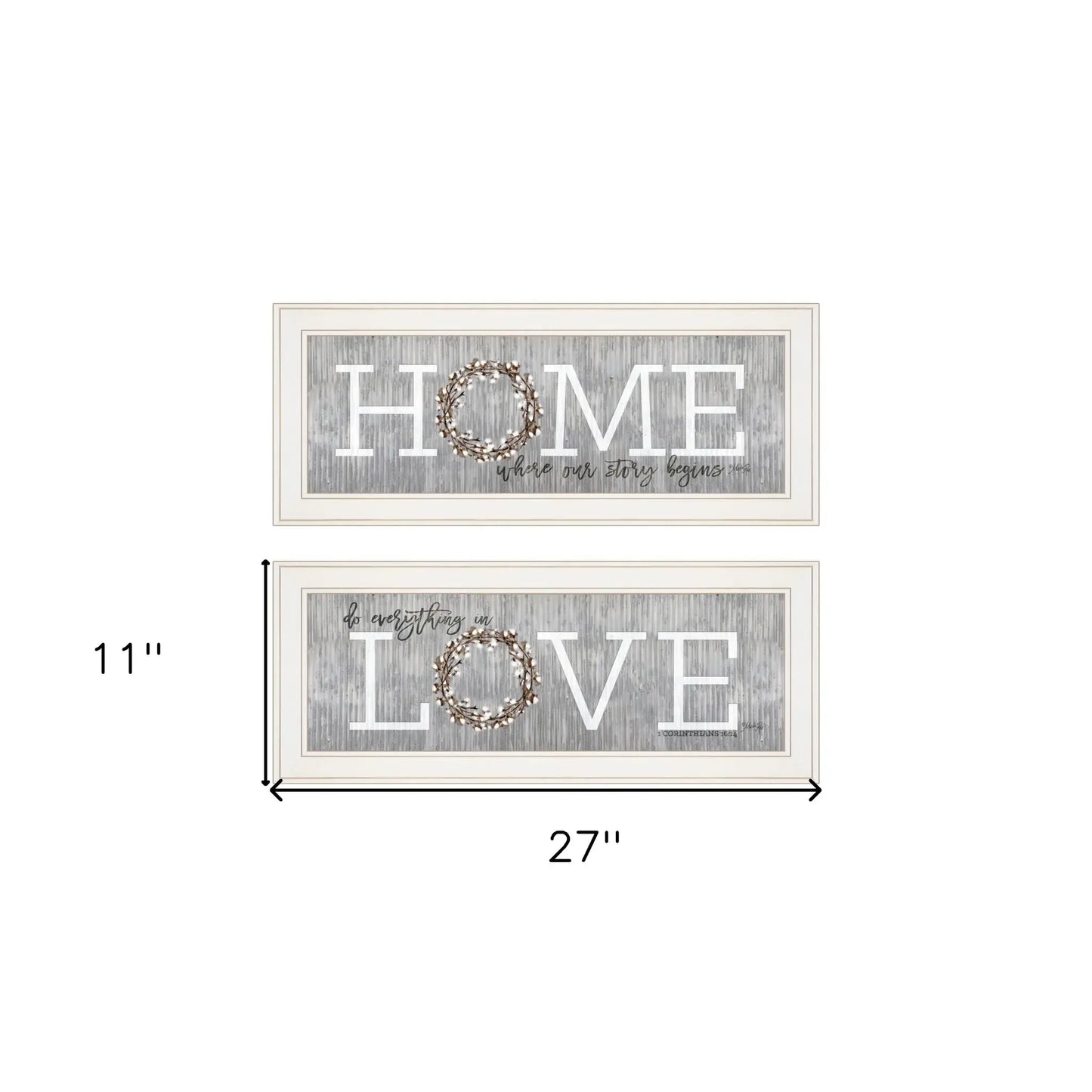 Set Of Two Where Our Story Begins 1 White Framed Print Wall Art - Homeroots - Flyclothing LLC