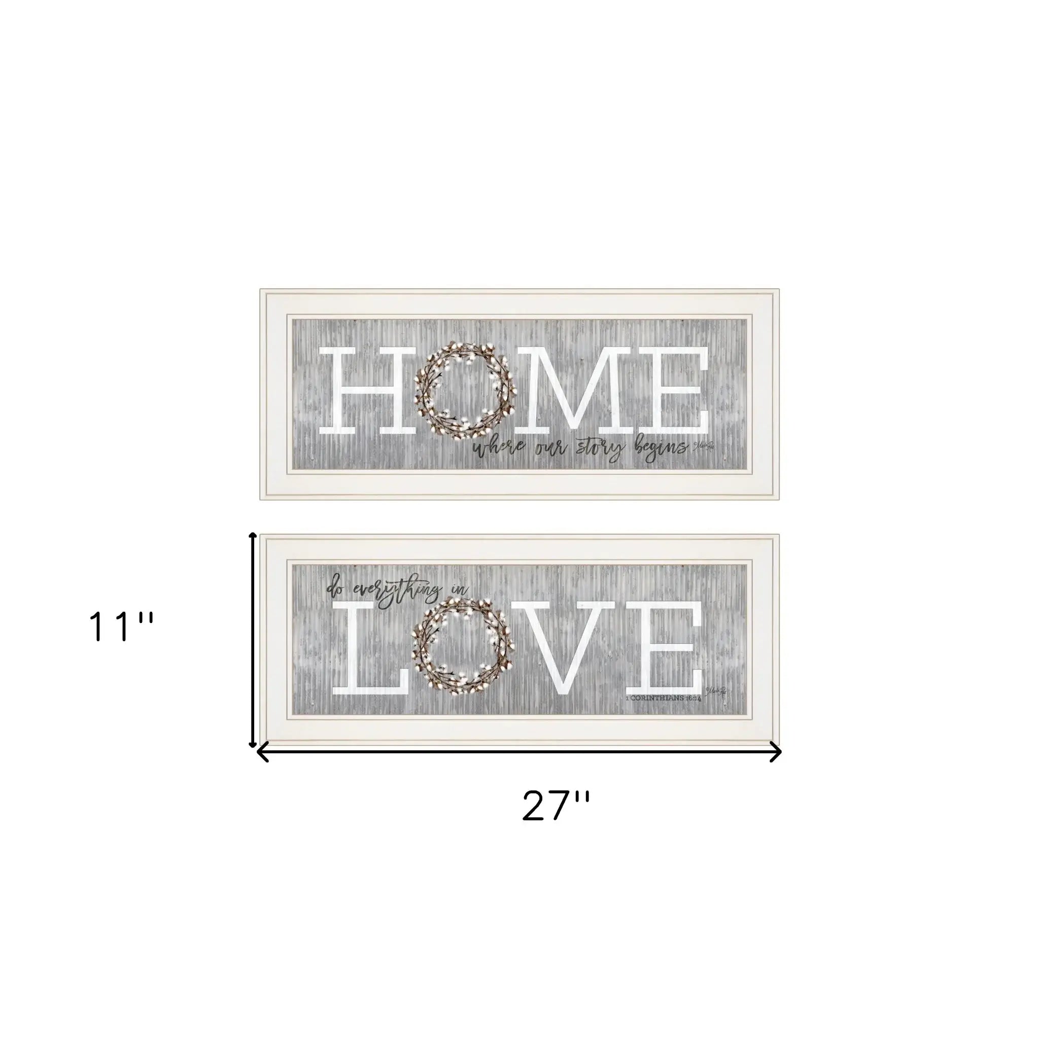 Set Of Two Where Our Story Begins 1 White Framed Print Wall Art - Homeroots - Flyclothing LLC